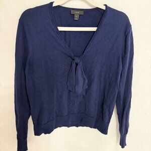 J Crew Knit Bow Blouse Navy Size M